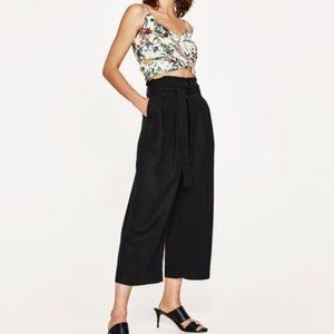 Zara Ankle Wide Leg Side Bow Culottes Pants